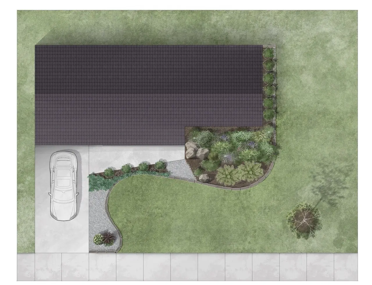 Site and planting plan for the front-yard landscape