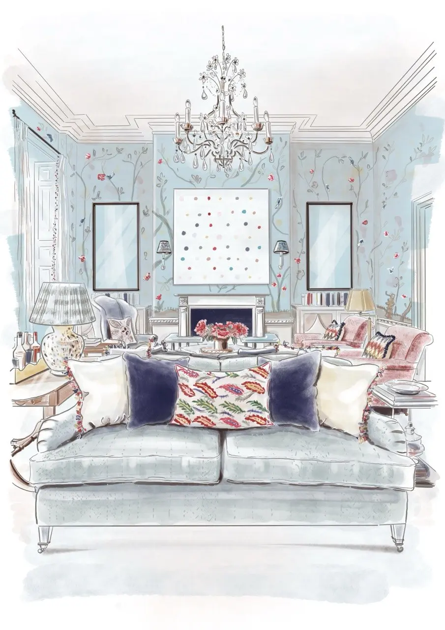 Blue drawing-room visual study