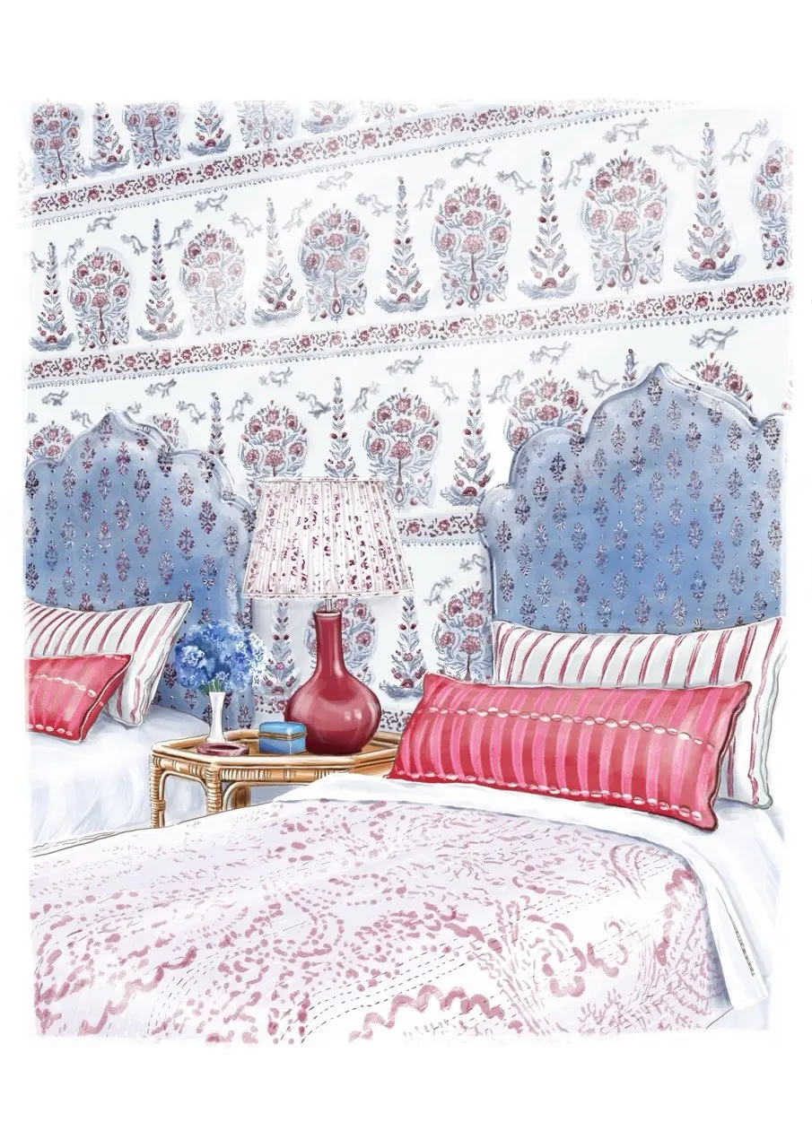 Patterned bedroom visual study