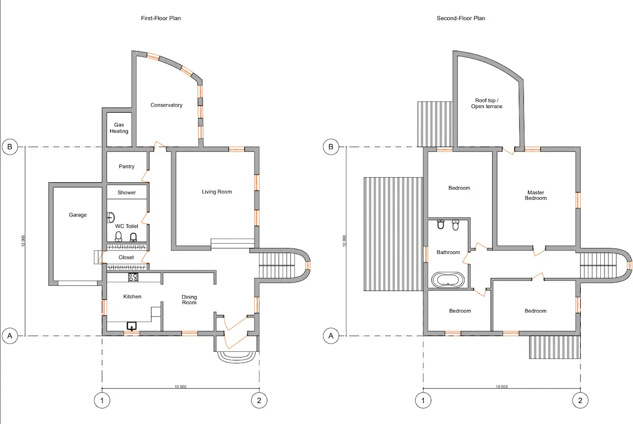 First and second floor plans for Country Estate